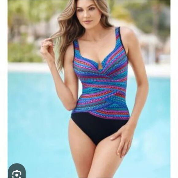 Miraclesuit True Colors Layered Escape Modest One Piece Swimsuit Sz 10 - Picture 1 of 9